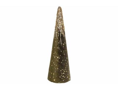 Cone Golden Paillettes Vert 13x13xh40cm Velours