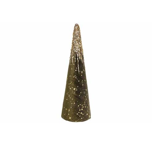 Cone Golden Paillettes Vert 13x13xh40cm Velours  Cosy @ Home