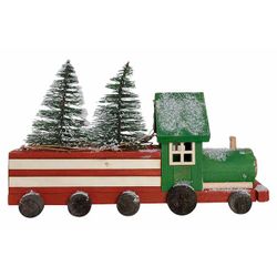 Kersttrein Rood Groen 40x10xh25cm Hout  