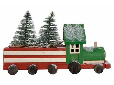 Kersttrein Rood Groen 40x10xh25cm Hout 