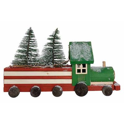 Kersttrein Rood Groen 40x10xh25cm Hout   Cosy @ Home