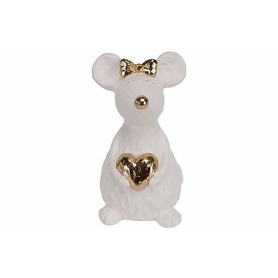 Souris Golden Details Ivoire 11x10,5xh20 Cm Allonge Polyresine  Cosy @ Home