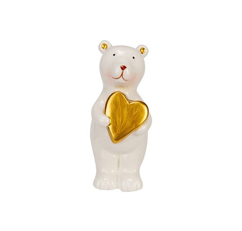 Ours Heart Gold Blanc 5,2x5,2xh10cm Allo Nge Ceramique  Cosy @ Home