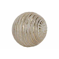 Cosy @ Home Boule Gold Washed Blanc 10,5x10xh10,5cm Rond Polyresine 