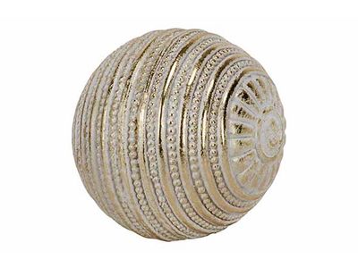 Boule Gold Washed Blanc 10,5x10xh10,5cm Rond Polyresine