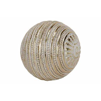 Boule Gold Washed Blanc 10,5x10xh10,5cm Rond Polyresine  Cosy @ Home