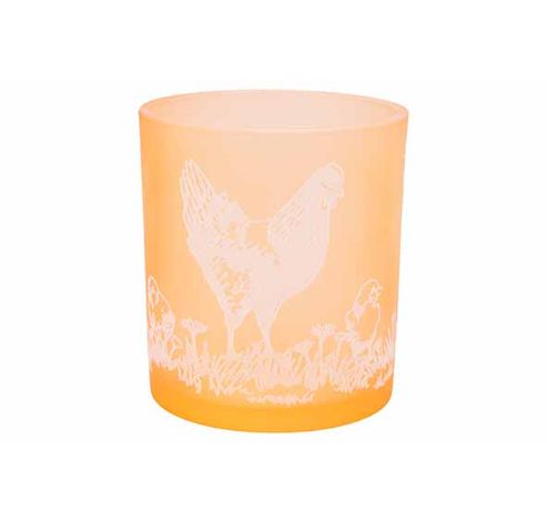 Bougeoir Chickens Orange 7x7xh8cm Verre   Cosy @ Home