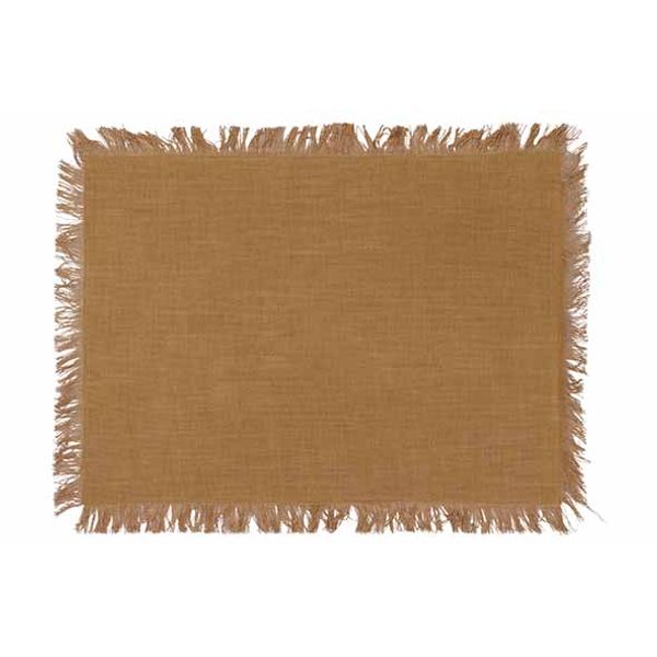 Placemat Fringes Zand 48x33cm Rechthoeki G Katoen 