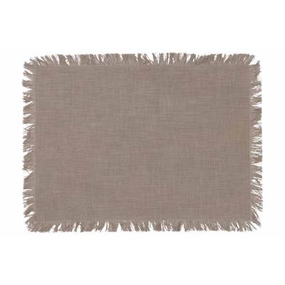 Placemat Fringes Grijs 48x33cm Rechthoek Ig Katoen 