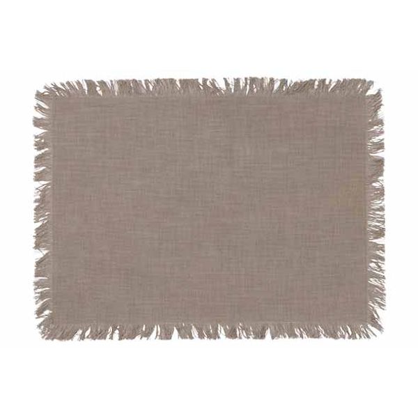 Placemat Fringes Grijs 48x33cm Rechthoek Ig Katoen 