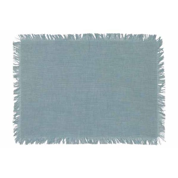 Placemat Fringes Lichtblauw 48x33cm Rech Thoekig Katoen 