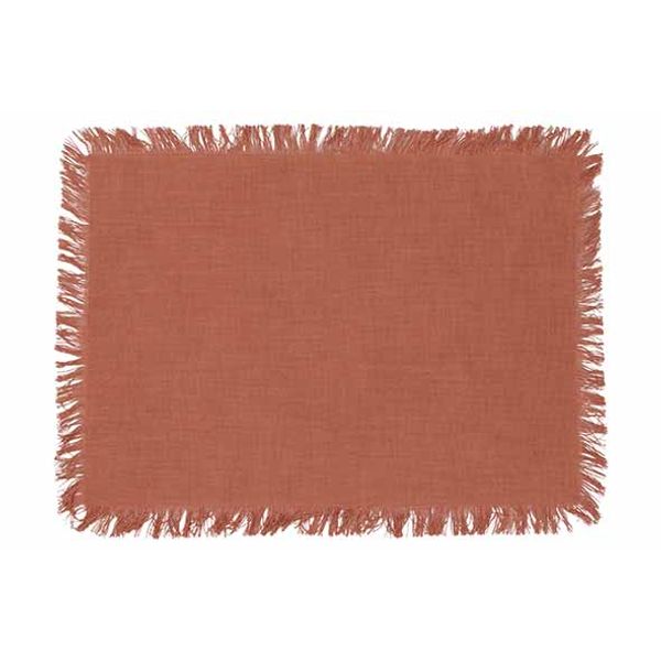 Placemat Fringes Oud Roze 48x33cm Rechth Oekig Katoen 