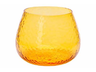 Theelichthouder Hammered Geel 10x10xh7,5 Cm Glas