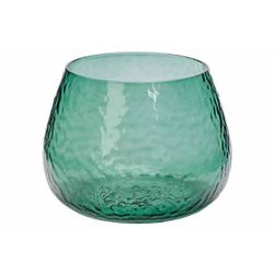 Cosy @ Home Theelichthouder Hammered Groen 10x10xh7, 5cm Glas 