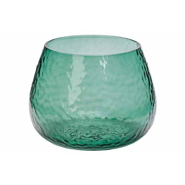 Cosy @ Home Theelichthouder Hammered Groen 10x10xh7, 5cm Glas