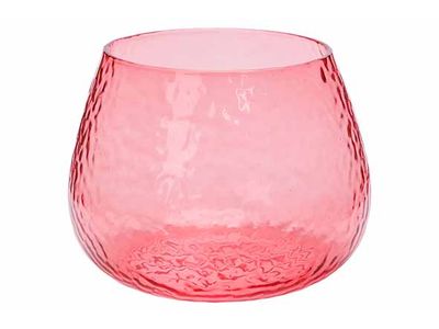 Theelichthouder Hammered Roze 10x10xh7,5 Cm Glas