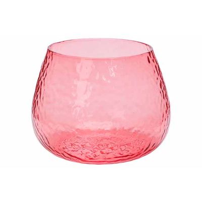 Theelichthouder Hammered Roze 10x10xh7,5 Cm Glas  Cosy @ Home