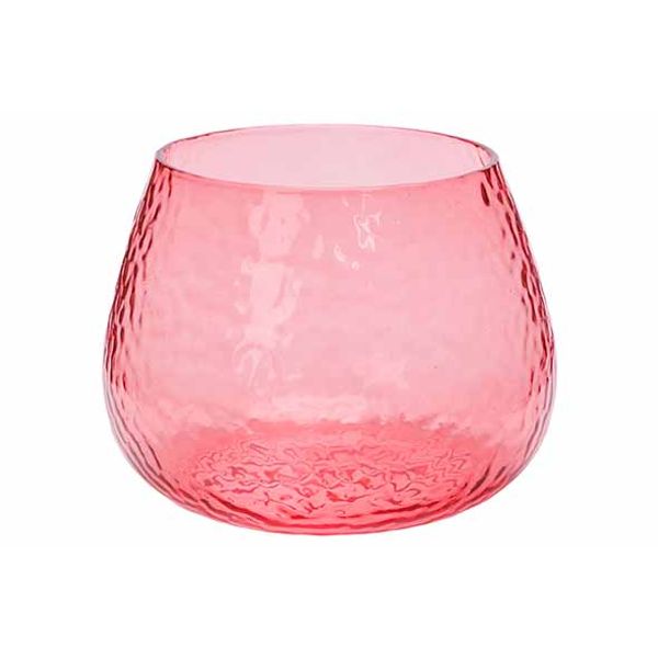 Cosy @ Home Theelichthouder Hammered Roze 10x10xh7,5 Cm Glas