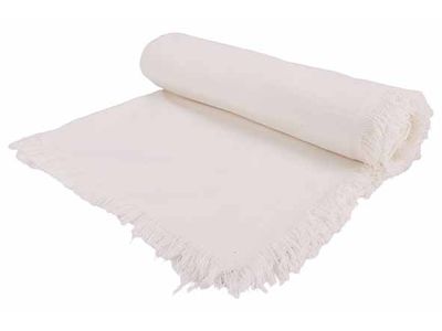 Tafelkleed Fringes Wit 250x140cm Rechtho Ekig Katoen