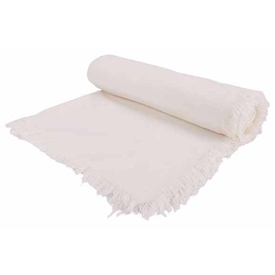 Tafelkleed Fringes Wit 250x140cm Rechtho Ekig Katoen  Cosy @ Home