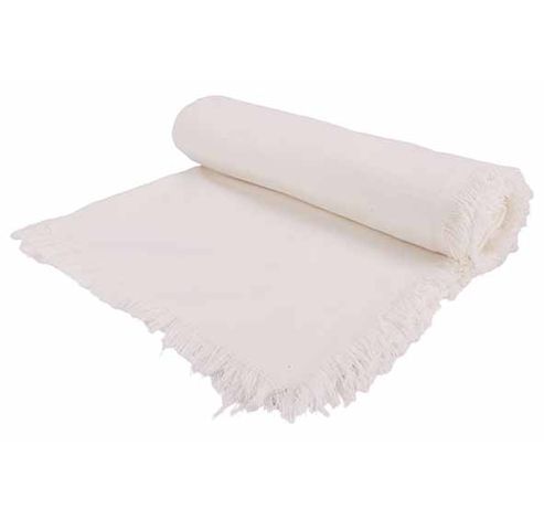 Tafelkleed Fringes Wit 250x140cm Rechtho Ekig Katoen  Cosy @ Home