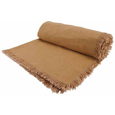 Tafelkleed Fringes Zand 250x140cm Rechth Oekig Katoen  Cosy @ Home