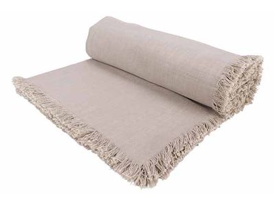 Tafelkleed Fringes Grijs 250x140cm Recht Hoekig Katoen