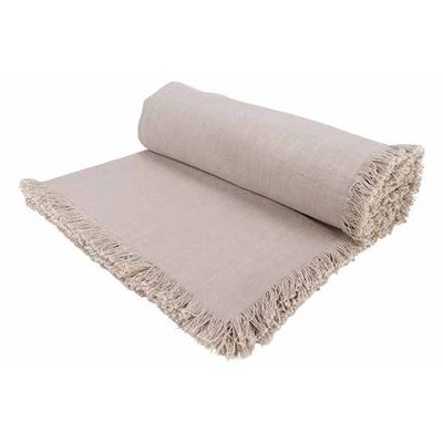 Tafelkleed Fringes Grijs 250x140cm Recht Hoekig Katoen  Cosy @ Home