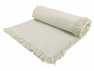 Tafelkleed Fringes Groen 250x140cm Recht Hoekig Katoen