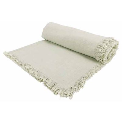 Tafelkleed Fringes Groen 250x140cm Recht Hoekig Katoen  Cosy @ Home