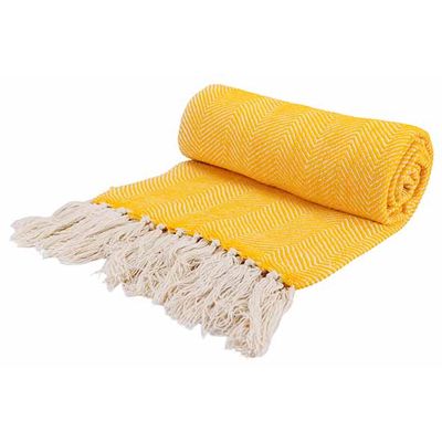 Plaid Tebas Jaune 140x180cm Rectangula Ire Coton  Cosy @ Home