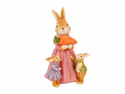 Konijn Family Oud Roze 12x12xh19cm Polyr Esin