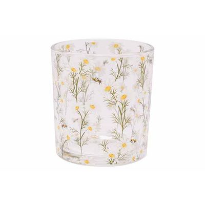 Theelichthouder Daisies Transparant 7x7x H8cm Glas  Cosy @ Home