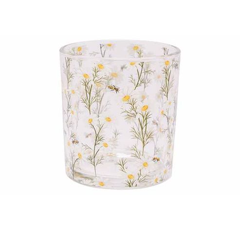 Theelichthouder Daisies Transparant 7x7x H8cm Glas  Cosy @ Home