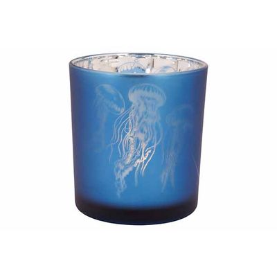 Theelichthouder Jellyfish Blauw 7x7xh8cm  Glas  Cosy @ Home