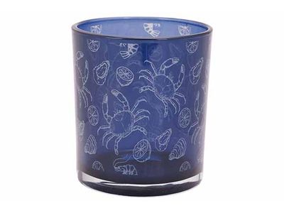 Bougeoir Crabs Bleu 9x9xh10cm Verre 