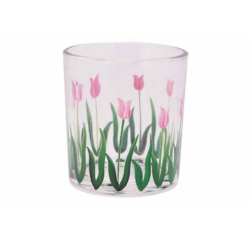 Theelichthouder Pink Tulips Transparant 7x7xh8cm Glas  Cosy @ Home