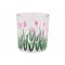 Theelichthouder Pink Tulips Transparant 7x7xh8cm Glas 