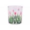 Theelichthouder Pink Tulips Transparant 9x9xh10cm Glas 