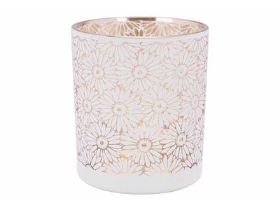 Theelichthouder Daisies Wit 7x7xh8cm Gla S