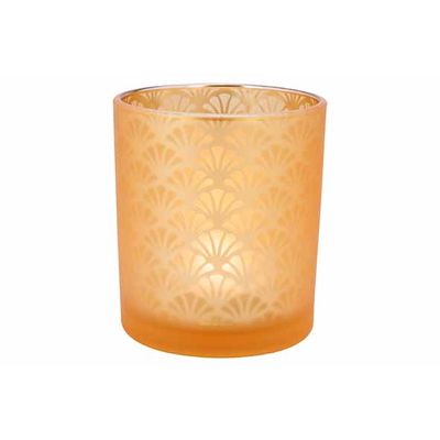 Theelichthouder Golden Sun Oranje 7x7xh8 Cm Glas  Cosy @ Home