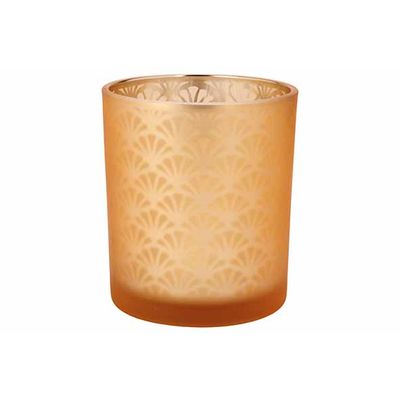 Theelichthouder Golden Sun Oranje 9x9xh1 0cm Glas  Cosy @ Home