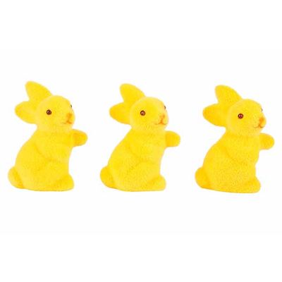 Lapin Set3 Flocked Jaune 3x3xh5cm Plasti C  Cosy @ Home