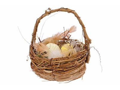 Nest 3 Eggs Natuur 10x10xh12cm Hout 