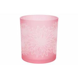 Cosy @ Home Theelichthouder Sunflower Roze 7x7xh8cm Glas 