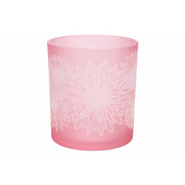 Theelichthouder Sunflower Roze 7x7xh8cm Glas 