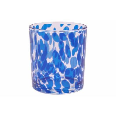 Theelichthouder Blue Spots Transparant 7 X7xh8cm Glas  Cosy @ Home