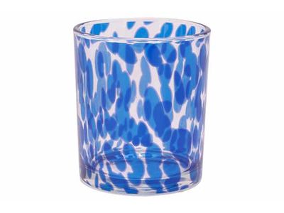 Theelichthouder Blue Spots Transparant 9 X9xh10cm Glas