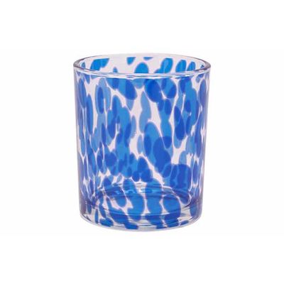 Theelichthouder Blue Spots Transparant 9 X9xh10cm Glas  Cosy @ Home