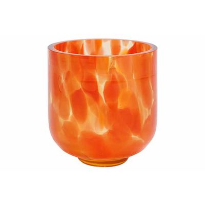 Theelichthouder Flame Oranje 8x8xh9cm Ro Nd Glas  Cosy @ Home